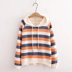 Juwas Candy Color Stripe Hoodie