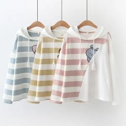 Juwas CLOTHING Stripe Koala Bunny Kitty Hoodie