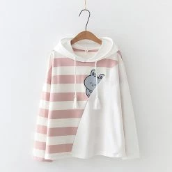 Juwas CLOTHING Stripe Koala Bunny Kitty Hoodie