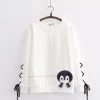 Juwas Baby Penguin Embroidery Lace Up Hoodie