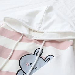 Juwas CLOTHING Stripe Koala Bunny Kitty Hoodie