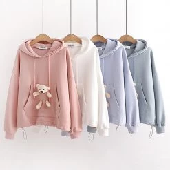 Juwas CLOTHING Bear Doll Pocket Hoodie