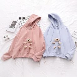 Juwas CLOTHING Bear Doll Pocket Hoodie
