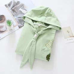 Juwas Dinosaur Embroidery Tie Hoodie