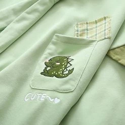 Juwas Dinosaur Embroidery Tie Hoodie