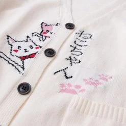 Juwas Japanese Cat Print Sweater Lace Up Shirt CLOTHING