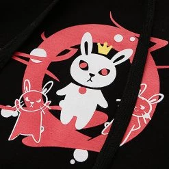Juwas NEW ARRIVAL Bunny Print Lace Up Hoodie