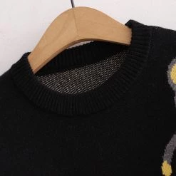 Juwas NEW ARRIVAL Kawaii Animals Black Loose Cotton Sweater