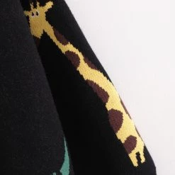 Juwas NEW ARRIVAL Kawaii Animals Black Loose Cotton Sweater