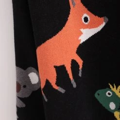 Juwas NEW ARRIVAL Kawaii Animals Black Loose Cotton Sweater