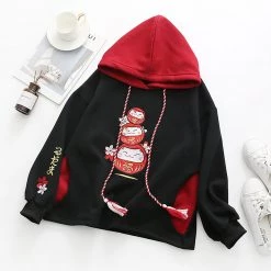 Juwas CLOTHING Lucky Cat Sakura Embroidery Hoodie