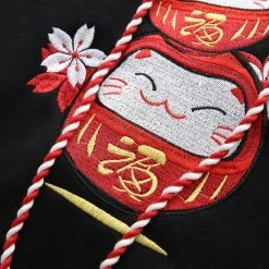 Juwas CLOTHING Lucky Cat Sakura Embroidery Hoodie