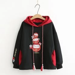 Juwas CLOTHING Lucky Cat Sakura Embroidery Hoodie