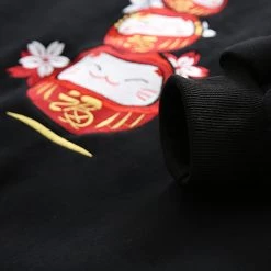 Juwas CLOTHING Lucky Cat Sakura Embroidery Hoodie