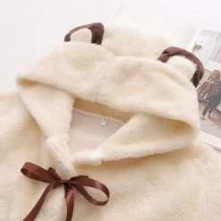 Juwas Bear Ear Button Up Warm Cardigan Coat CLOTHING