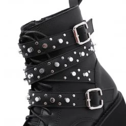Juwas Shoes Gothic Rivets Chains Lace Up Platform Boots