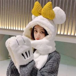 Juwas Cute Bow Knot Hooded Warm Soft Scarf