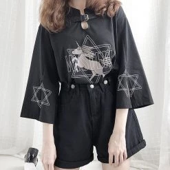 Juwas CLOTHING Magic Unicorn Print Three Quarter Sleeve Hoodie