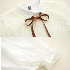 Juwas.com Online Store Japanese College Style Bowknot Shirt Vest Set