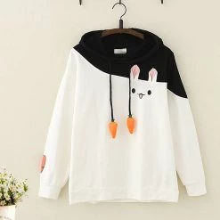 Juwas.com Online Store NEW ARRIVAL Kawaii Rabbit Carrot Cotton Fleece Hoodie