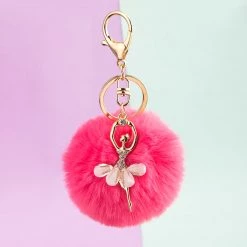 Juwas Soft PomPom Ballerina Keychain Ring