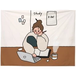 Juwas “Alone Girl” Series Square Wall Tapestry