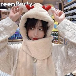 Juwas CLOTHING Lovely Antlers Hat Scarf Gloves