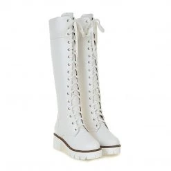 Juwas Lace Up Knee Hight Boots