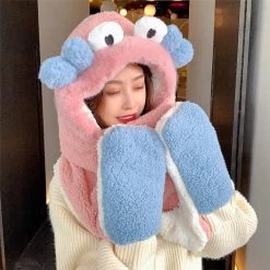 Juwas Lovely Crab Hooded Scarf Gloves