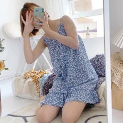 Juwas Flower Prints Nightgown Dress Pajama NEW ARRIVAL