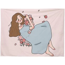 Juwas “Alone Girl” Series Square Wall Tapestry