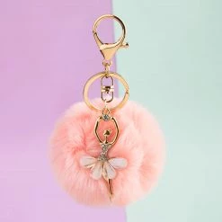Juwas Soft PomPom Ballerina Keychain Ring