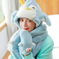 Juwas CLOTHING Cute Penguin Hooded Warm Soft Scarf