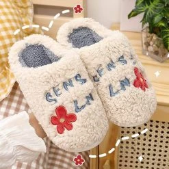 Juwas Plushy Flower Embroidery Slipper 15 Juwas Plushy Flower Embroidery Slipper