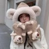 Juwas Cute Bear Hooded Warm Soft Scarf CLOTHING