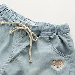 Juwas NEW ARRIVAL Cheeky Fox Embroidered Denim Shorts