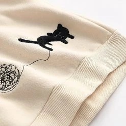 Juwas NEW ARRIVAL Adorable Black Cat Embroidered Sweater