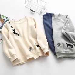 Juwas NEW ARRIVAL Adorable Black Cat Embroidered Sweater