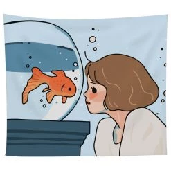 Juwas “Alone Girl” Series Square Wall Tapestry