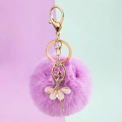 Juwas Soft PomPom Ballerina Keychain Ring
