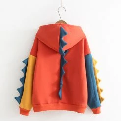 Juwas Cool Dinosaur Color-block Oversized Hoodie