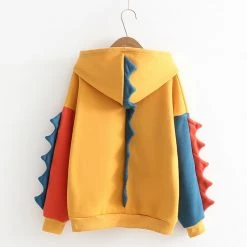 Juwas Cool Dinosaur Color-block Oversized Hoodie