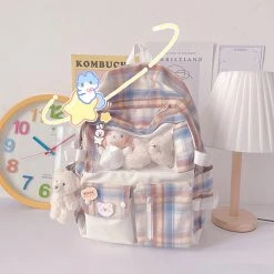 Juwas Clear Pocket Plaid Backpack Bag HOME&LIFESTYLE