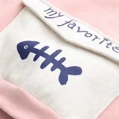 Juwas Fishbone Print Pocket Warm Hoodie