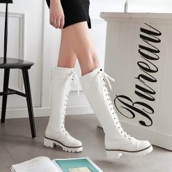 Juwas Lace Up Knee Hight Boots