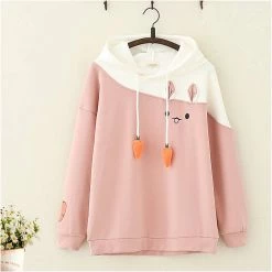 Juwas.com Online Store NEW ARRIVAL Kawaii Rabbit Carrot Cotton Fleece Hoodie