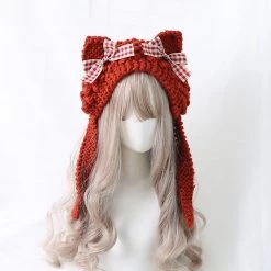 Juwas Cat Ear Bowknot Knitted Hat