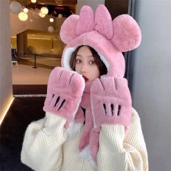 Juwas Cute Bow Knot Hooded Warm Soft Scarf