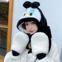 Juwas Cute Duck Warm Hooded Scarf Gloves NEW ARRIVAL