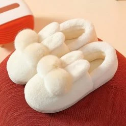 Juwas Shoes Cute Rabbit Fluffy Pom Pom Slipper
